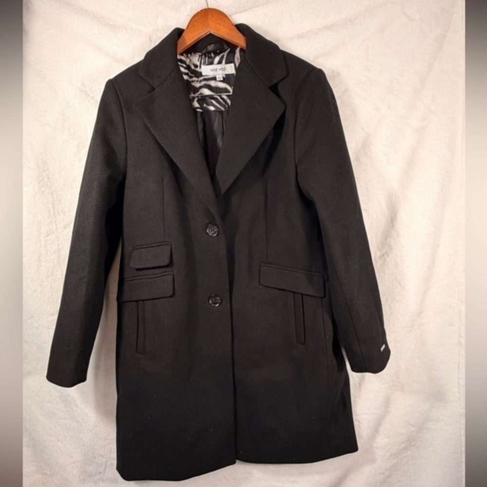 Nine West Black Wool Blend Coat Women’s Size Large Like new chic and classy
